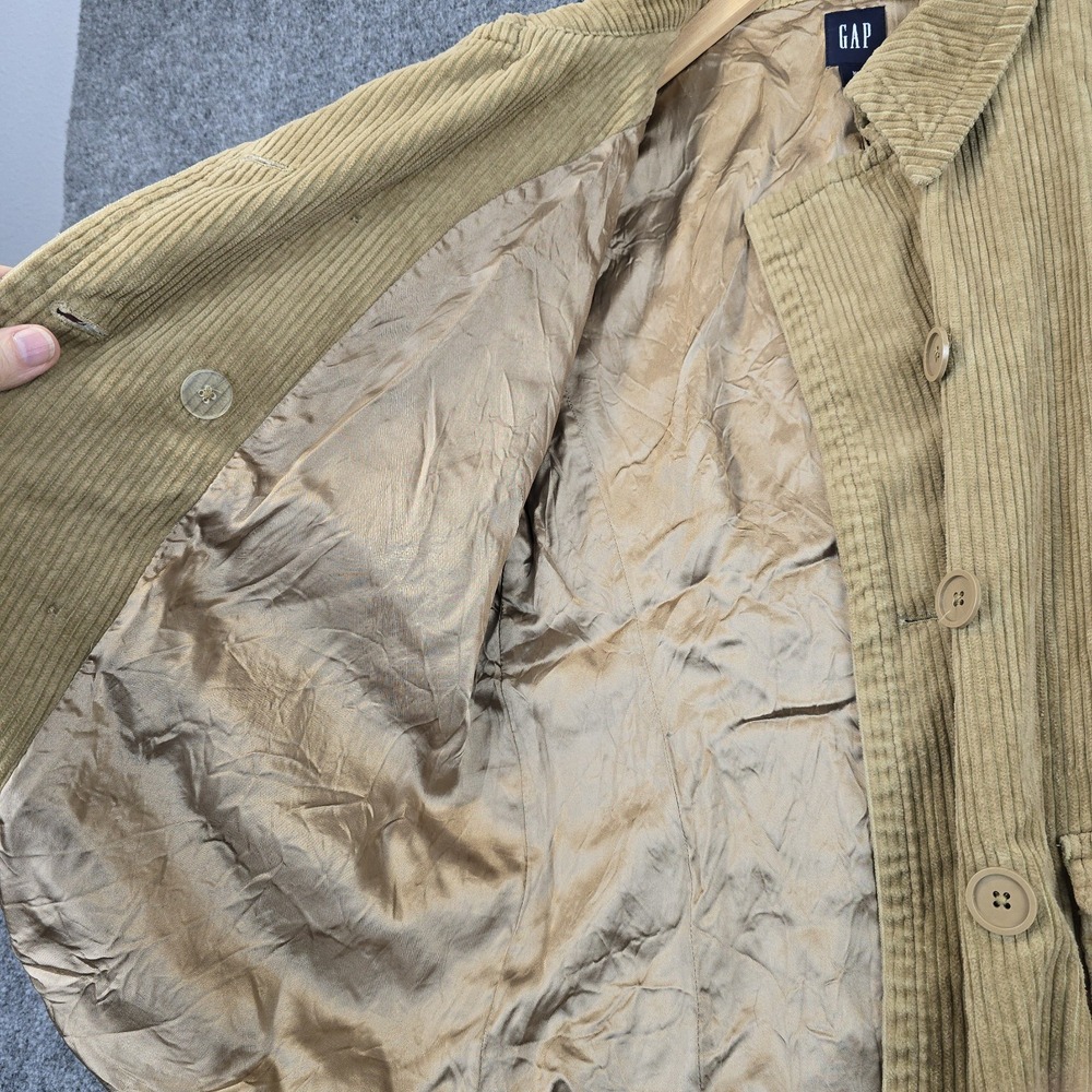 Vintage 2004 GAP Women's Corduroy Peacoat Jacket XL Tan Double-Breasted - Picture 5 of 13